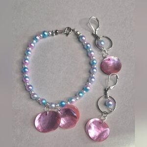 Pink and Blue Shell Jewelry Set